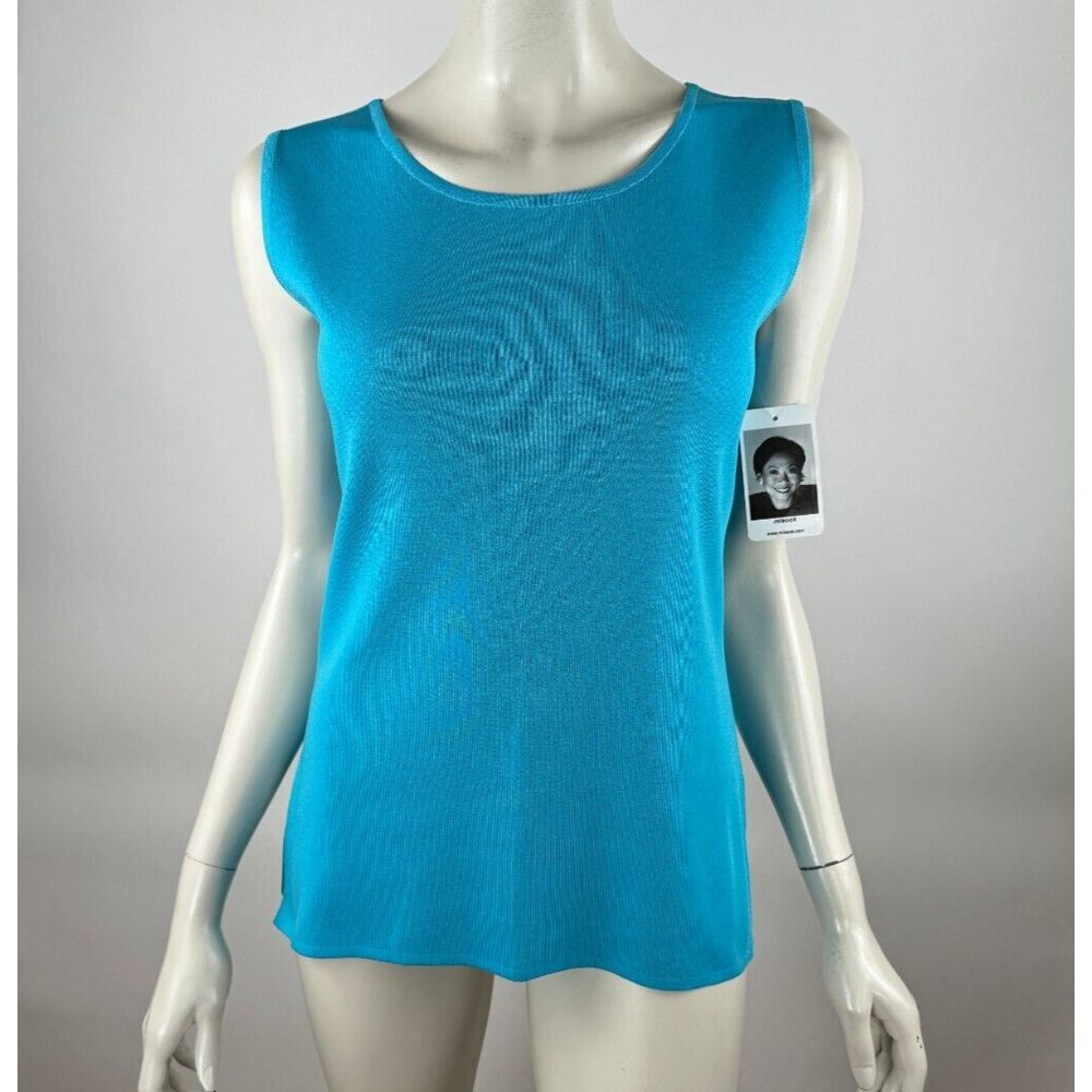 Misook Acrylic Tank Top Women XS NWT Round neck Stretch Washable Knit Sleeveless
